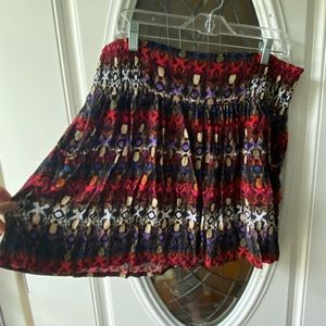 Red Printed Rayon Skirt